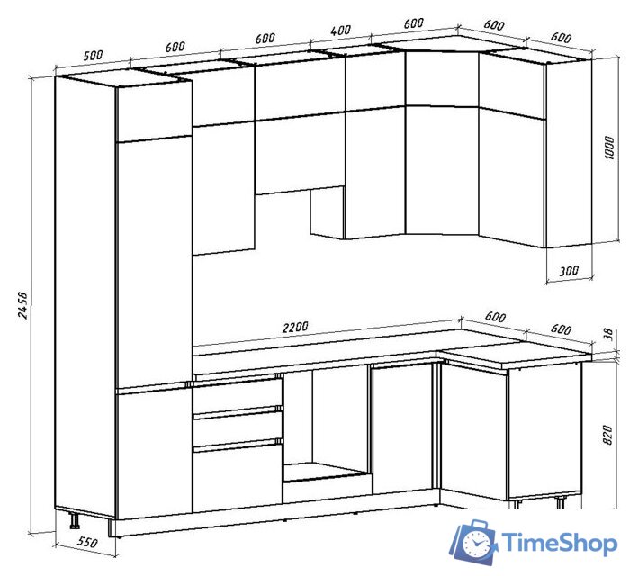 Готовая кухня ВерсоМебель Эко Премиум 1.2x2.7 правая (пудровый/ст. тунис) - Изображение №8 — Интернет-магазин Time-Shop