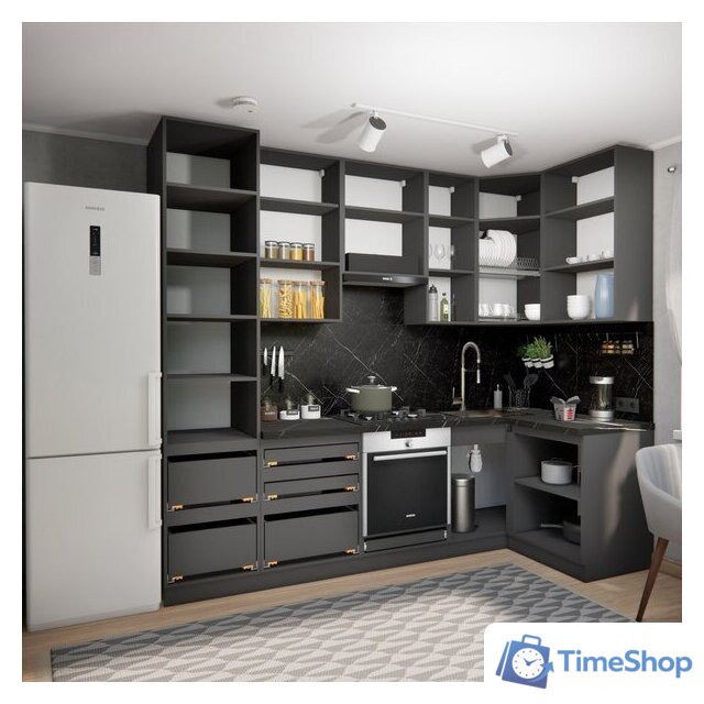 Готовая кухня ВерсоМебель Эко Премиум 1.2x2.7 правая (пудровый/ст. тунис) - Изображение №6 — Интернет-магазин Time-Shop