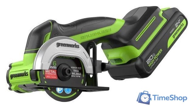 Угловая шлифмашина Greenworks GD24UCS 3402007CUA (с 1-им АКБ) - Изображение №3 — Интернет-магазин Time-Shop
