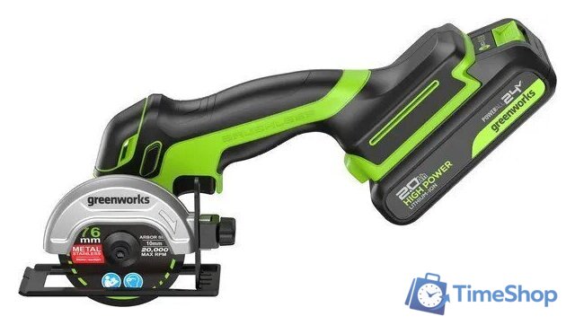Угловая шлифмашина Greenworks GD24UCS 3402007CUA (с 1-им АКБ) - Изображение №6 — Интернет-магазин Time-Shop