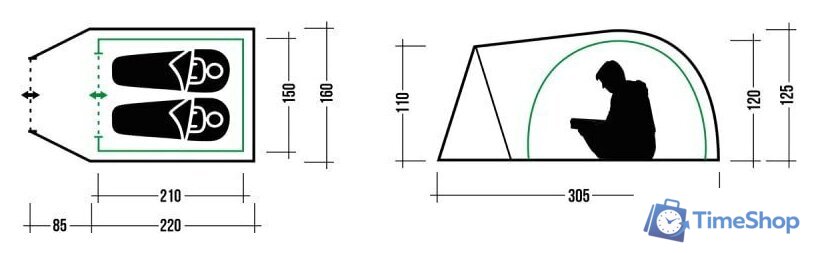 Кемпинговая палатка Trek Planet Bergamo 2 (зеленый) - Изображение №11 — Интернет-магазин Time-Shop