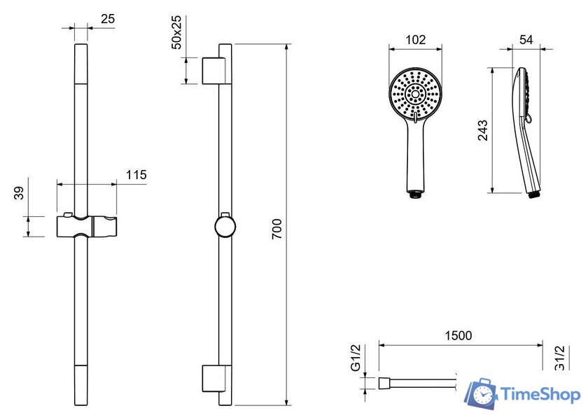 Душевой гарнитур  Aquatek Бетта AQ2017CR - Изображение №8 — Интернет-магазин Time-Shop