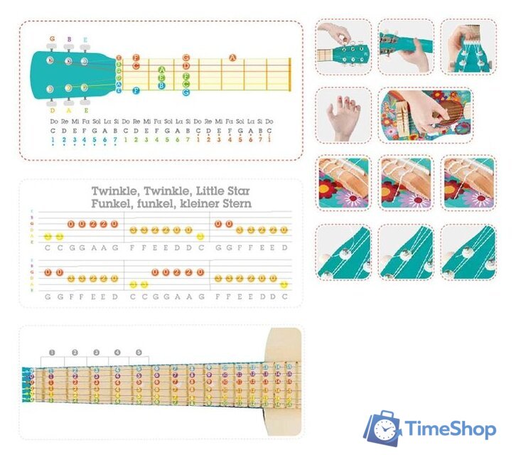 Гитара Hape Цветы E0600-HP - Изображение №2 — Интернет-магазин Time-Shop