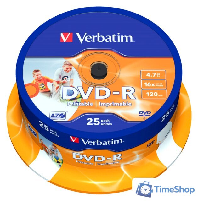 DVD-R диск Verbatim 4.7Gb 16x 43538 (25 шт.) - Изображение №1 — Интернет-магазин Time-Shop