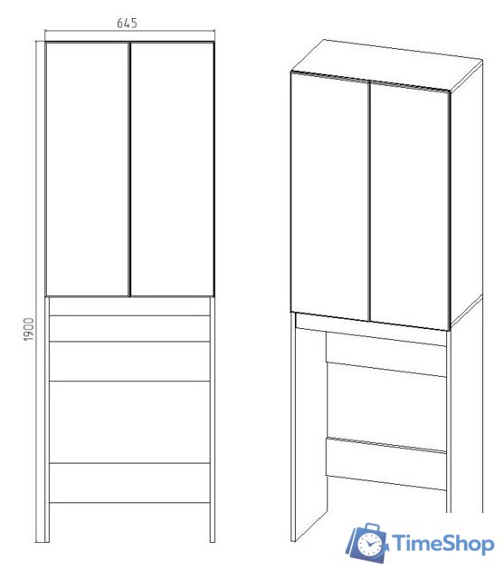  Viant Шкаф Бостон VBOS645G-SHSM - Изображение №3 — Интернет-магазин Time-Shop