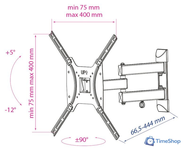 Кронштейн для телевизора Kromax OPTIMA-404 (черный) - Изображение №3 — Интернет-магазин Time-Shop