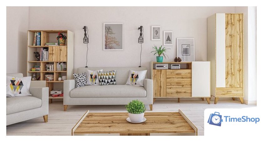 Тумба Неман мебель Сканди МН-036-02 (дуб вотан-белый) - Изображение №6 — Интернет-магазин Time-Shop