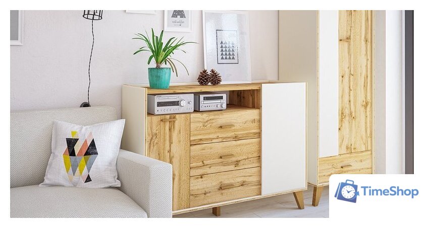 Тумба Неман мебель Сканди МН-036-02 (дуб вотан-белый) - Изображение №7 — Интернет-магазин Time-Shop