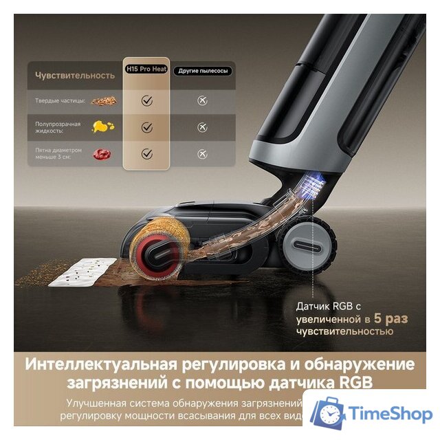 Вертикальный моющий пылесос Dreame H15 Pro Heat wet and dry Vacuum Cleaner (евровилка) - Изображение №13 — Интернет-магазин Time-Shop