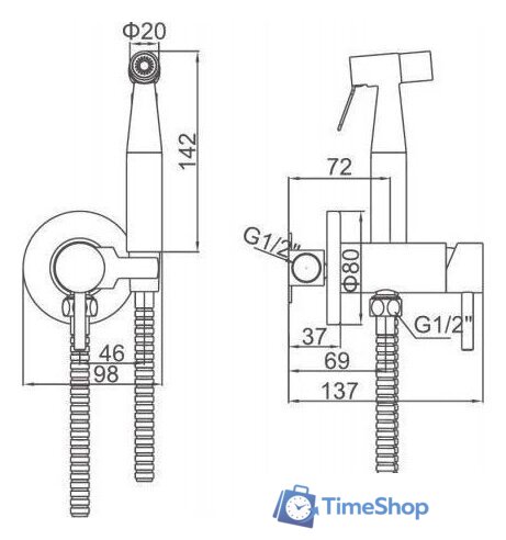 Смеситель с лейкой для биде Ledeme L75398-2 - Изображение №2 — Интернет-магазин Time-Shop