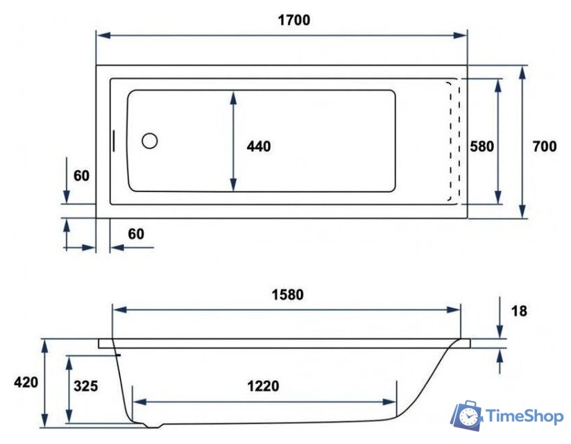 Ванна Excellent Marella Slim 170x70 WAEX.MAE.170.070.WHS (c сифоном, без ножек) - Изображение №3 — Интернет-магазин Time-Shop