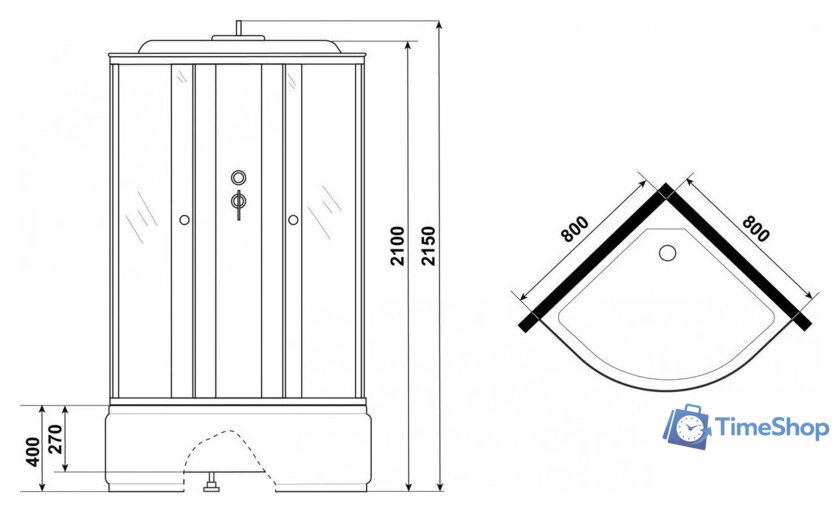 Душевая кабина Niagara Eco E80/40/TN 80x80x215 - Изображение №12 — Интернет-магазин Time-Shop