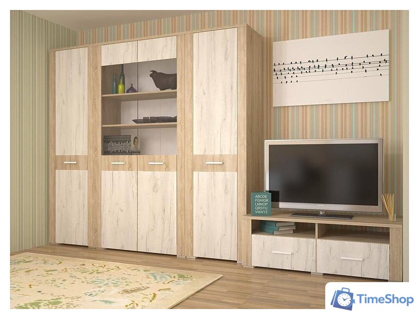 Комод Интерлиния Коламбия КЛ-9 (дуб сонома/дуб белый) - Изображение №8 — Интернет-магазин Time-Shop