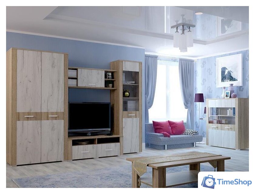 Комод Интерлиния Коламбия КЛ-9 (дуб сонома/дуб белый) - Изображение №3 — Интернет-магазин Time-Shop