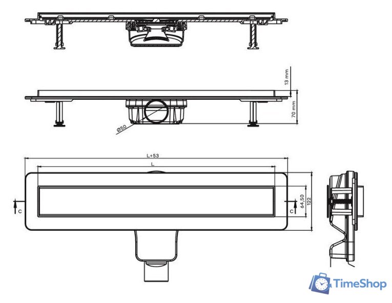 Трап/канал Berges Wasserhaus Optim Line 600 090506 - Изображение №5 — Интернет-магазин Time-Shop