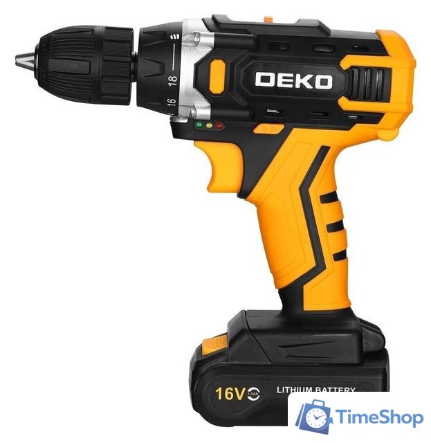 Дрель-шуруповерт Deko Sharker 16V Set 63 083-1041 (с 2-мя АКБ, кейс) - Изображение №5 — Интернет-магазин Time-Shop