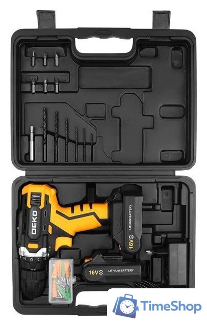 Дрель-шуруповерт Deko Sharker 16V Set 63 083-1041 (с 2-мя АКБ, кейс) - Изображение №4 — Интернет-магазин Time-Shop