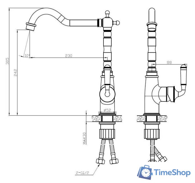 Смеситель Esko Florence FR 03 B - Изображение №4 — Интернет-магазин Time-Shop