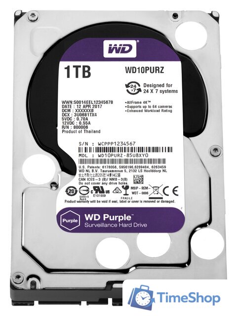 Жесткий диск WD Purple 1TB [WD10PURZ] - Изображение №1 — Интернет-магазин Time-Shop