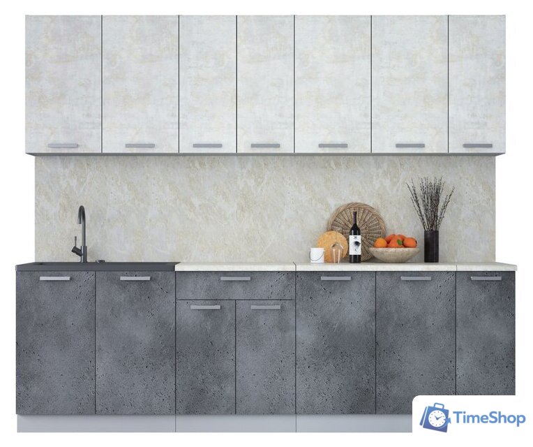 Готовая кухня Интерлиния Мила Лайт 2.5 (бетон лайт/бетон портленд/опал светлый) - Изображение №1 — Интернет-магазин Time-Shop