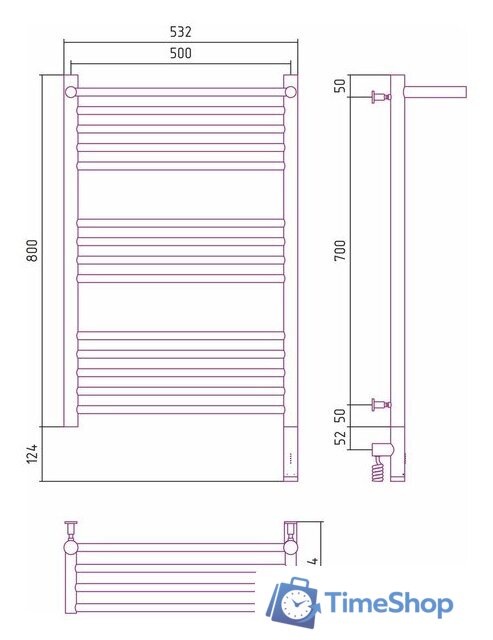 Полотенцесушитель Сунержа Богема с полкой 3.0 800х500 МЭМ правый 31-5807-8050 - Изображение №4 — Интернет-магазин Time-Shop