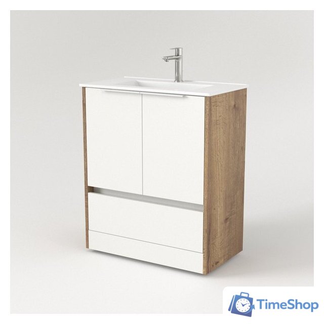  Дабер Тумба под умывальник 017 70 Т17.7.0.21Б (дуб галифакс/белый/ручка белая) - Изображение №2 — Интернет-магазин Time-Shop