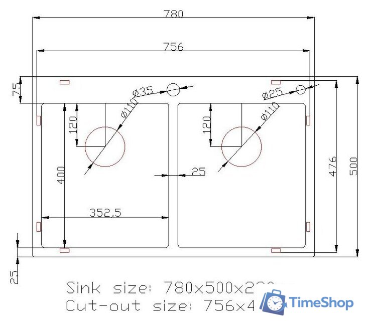 Кухонная мойка Stellar Decor S7850-2S-D (сатин) - Изображение №12 — Интернет-магазин Time-Shop