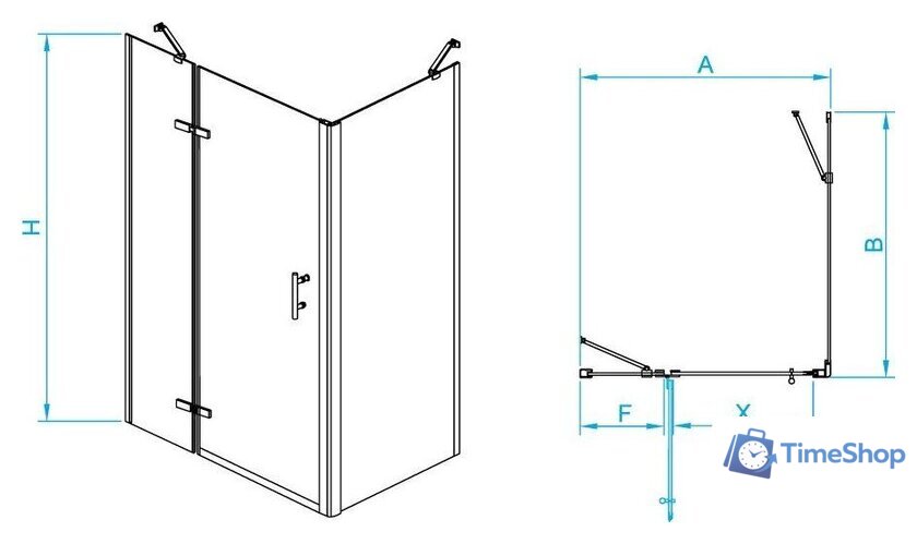 Душевой уголок RGW PA-77B L (PA-07B L + Z-050-2B + держатель O-204B) 41087729-084L 120x90 (черный/прозрачное стекло) - Изображение №2 — Интернет-магазин Time-Shop