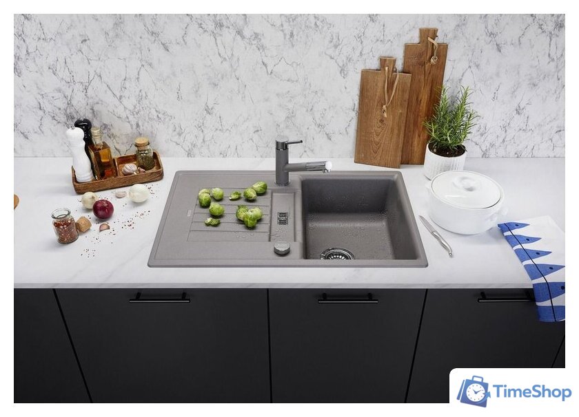 Кухонная мойка Blanco Zia 45 S 527382 (вулканический серый, клапан-автомат) - Изображение №4 — Интернет-магазин Time-Shop