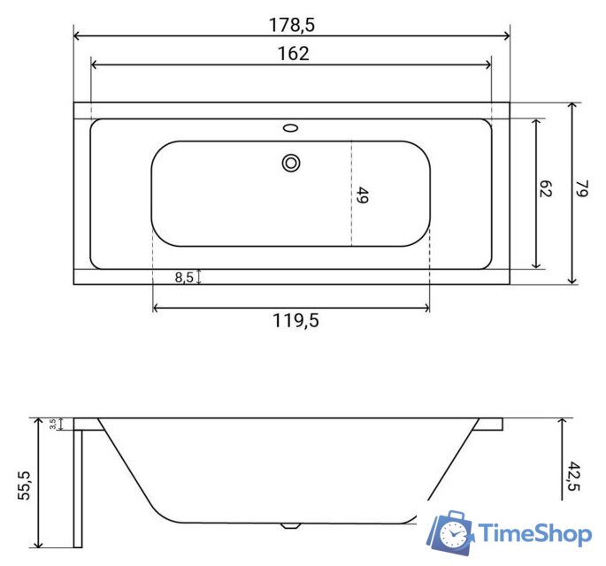 Ванна Lauter Oasis 180 21203080 (с ножками и сифоном 21Y11030 хром) - Изображение №35 — Интернет-магазин Time-Shop