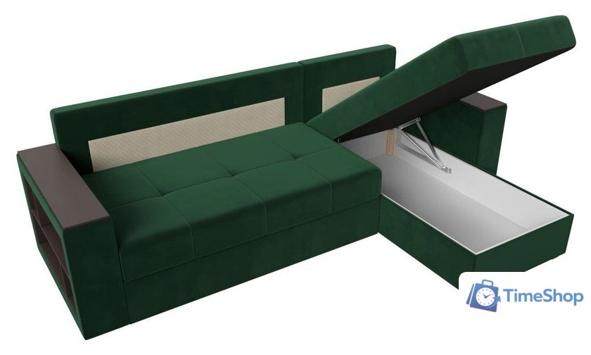 Угловой диван Лига диванов Дубай лайт правый 114150 (велюр зеленый) - Изображение №8 — Интернет-магазин Time-Shop