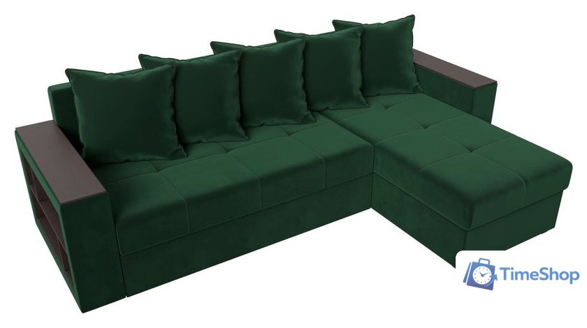 Угловой диван Лига диванов Дубай лайт правый 114150 (велюр зеленый) - Изображение №4 — Интернет-магазин Time-Shop
