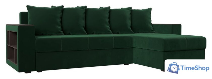 Угловой диван Лига диванов Дубай лайт правый 114150 (велюр зеленый) - Изображение №1 — Интернет-магазин Time-Shop