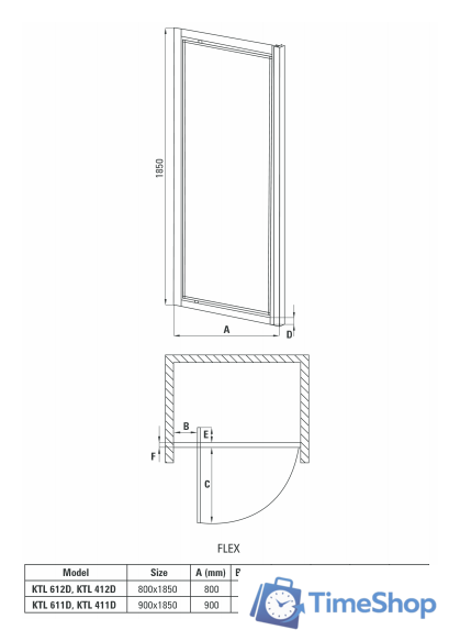 Душевая дверь Deante Flex 80 KTL 612D (хром/матовое) - Изображение №2 — Интернет-магазин Time-Shop