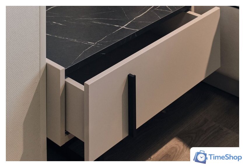 Тумба Ангстрем Милагро спальня МИ-300.10 (Д1, кашемир серый/камень пьетра/черный графит) - Изображение №5 — Интернет-магазин Time-Shop