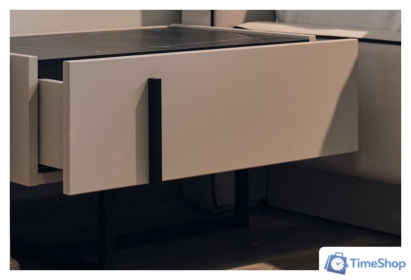 Тумба Ангстрем Милагро спальня МИ-300.10 (Д1, кашемир серый/камень пьетра/черный графит) - Изображение №6 — Интернет-магазин Time-Shop