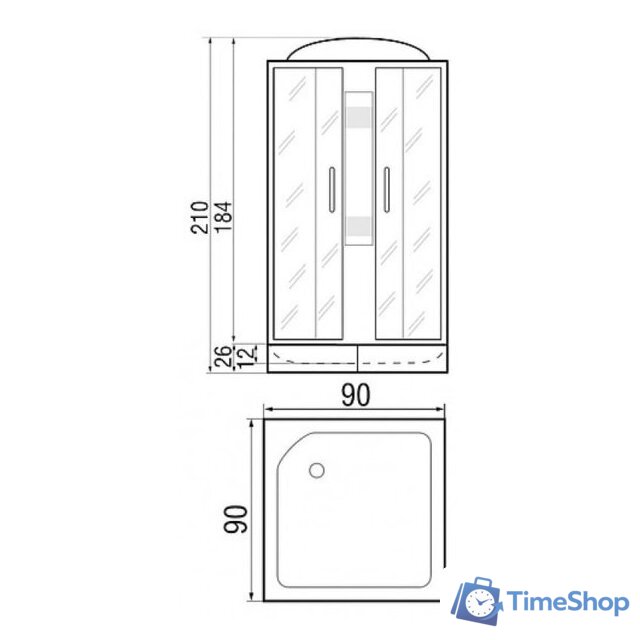Душевая кабина River Quadro 90/24 МТ - Изображение №2 — Интернет-магазин Time-Shop