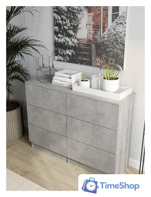 Комод Горизонт Нео 1050 6 ящиков (бетон) - Изображение №5 — Интернет-магазин Time-Shop