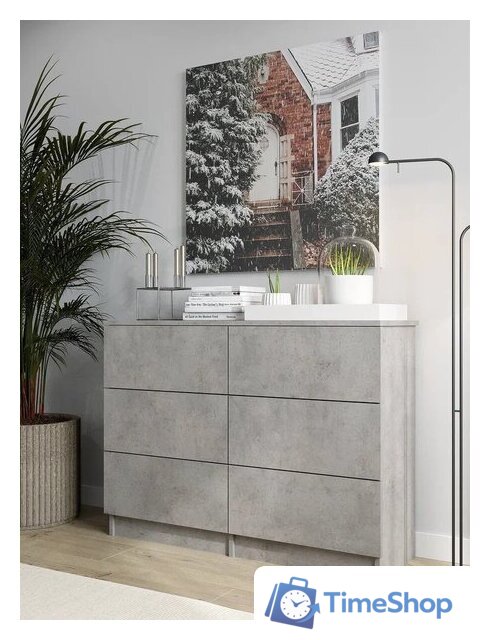 Комод Горизонт Нео 1050 6 ящиков (бетон) - Изображение №3 — Интернет-магазин Time-Shop