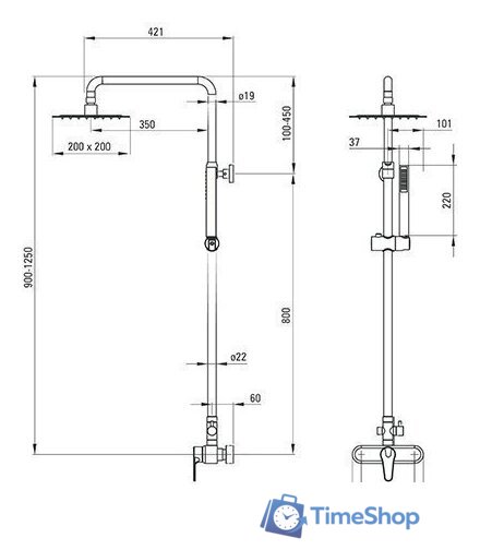 Душевая система  Deante Oregano Square NAC 01SM - Изображение №2 — Интернет-магазин Time-Shop