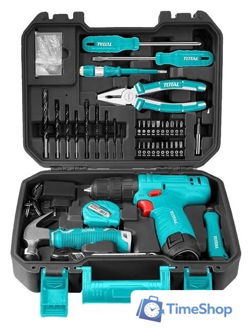 Дрель-шуруповерт Total THKTHP10892 (с 1-м АКБ, кейс, набор оснастки) - Изображение №1 — Интернет-магазин Time-Shop