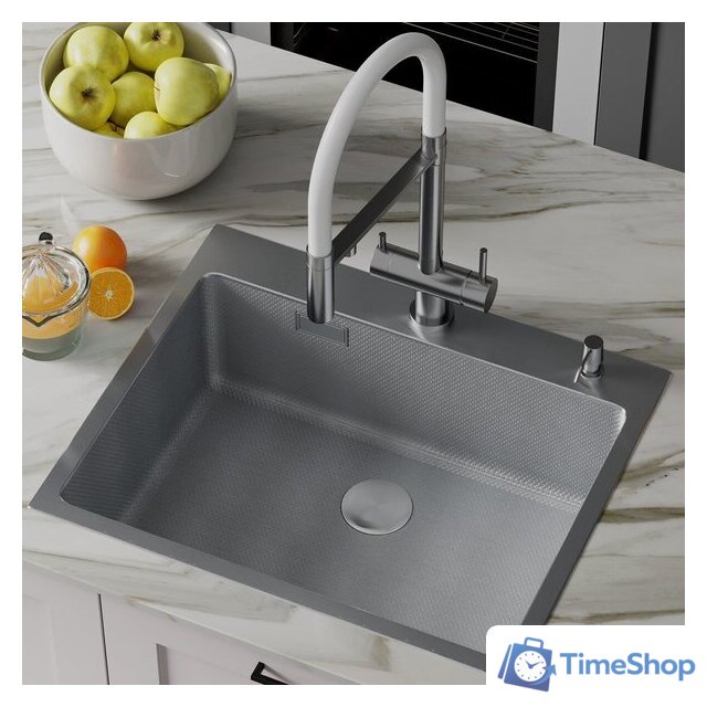 Кухонная мойка Roxen Snake 560220-60-S сатин/текстурная поверхность (с коландером и дозатором) - Изображение №6 — Интернет-магазин Time-Shop