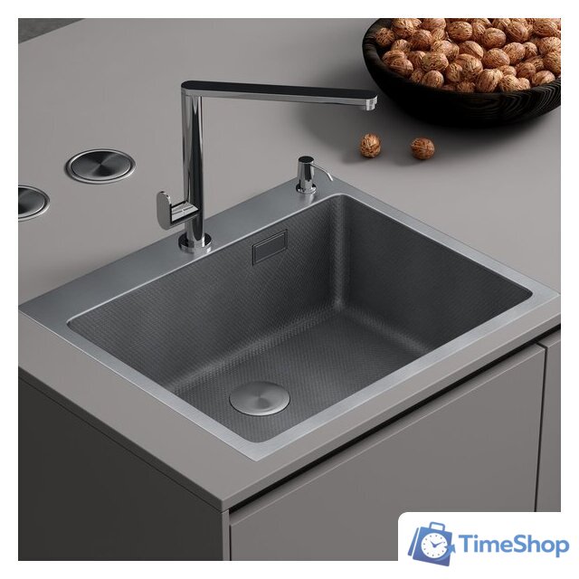 Кухонная мойка Roxen Snake 560220-60-S сатин/текстурная поверхность (с коландером и дозатором) - Изображение №2 — Интернет-магазин Time-Shop