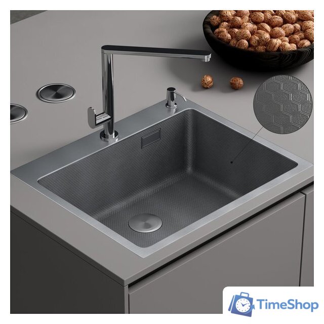 Кухонная мойка Roxen Snake 560220-60-S сатин/текстурная поверхность (с коландером и дозатором) - Изображение №1 — Интернет-магазин Time-Shop