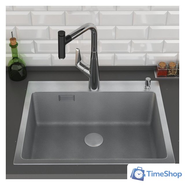 Кухонная мойка Roxen Snake 560220-60-S сатин/текстурная поверхность (с коландером и дозатором) - Изображение №3 — Интернет-магазин Time-Shop