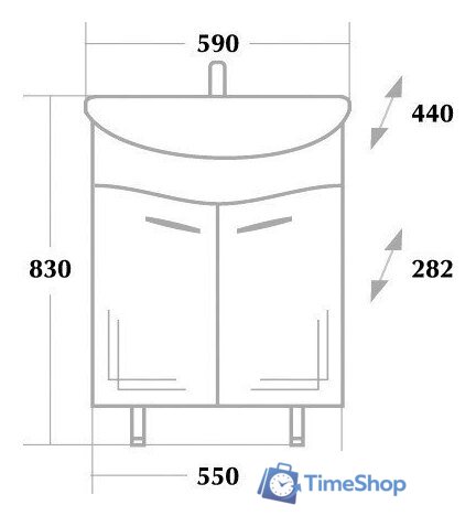  Onika Тумба под умывальник Лада 60.11 (белый) [106002] - Изображение №4 — Интернет-магазин Time-Shop