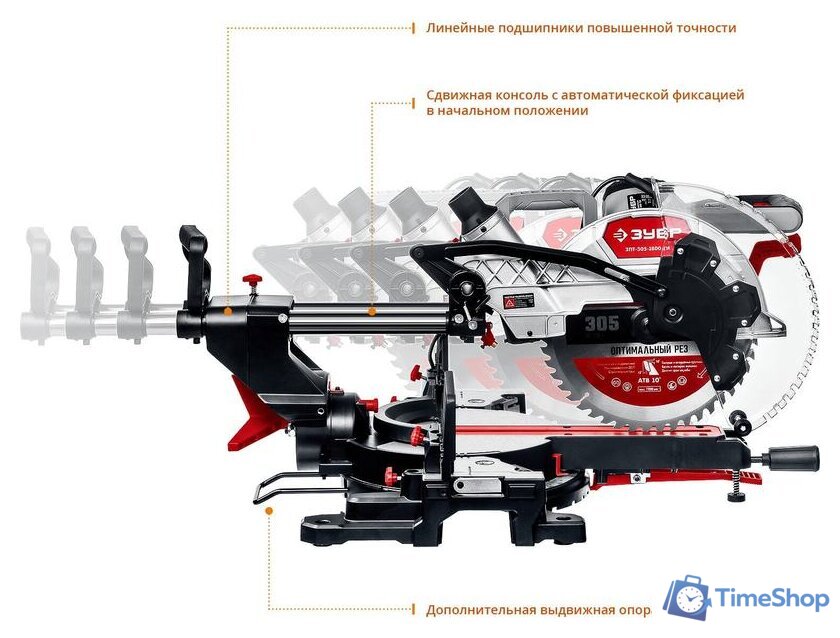 Торцовочная пила Зубр ЗПТ-305-1800 ПЛ - Изображение №4 — Интернет-магазин Time-Shop