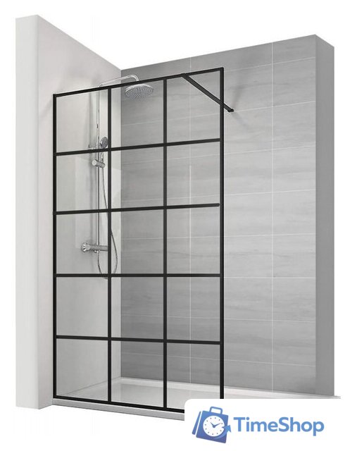 Душевая стенка Calani Soleo Walk In 120x195 CAL-K6013 (черный/прозрачное стекло) - Изображение №1 — Интернет-магазин Time-Shop