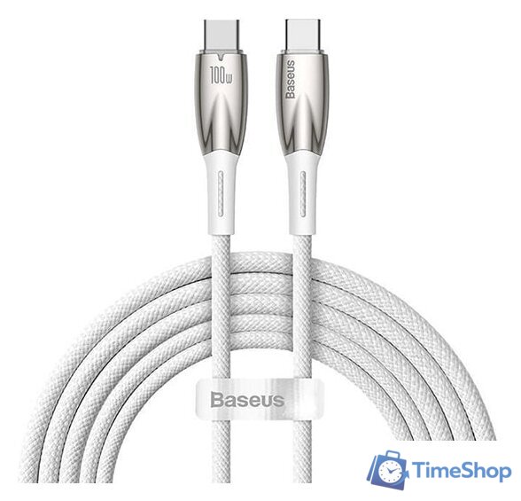 Кабель Baseus Glimmer Series Fast Charging Data Cable USB Type-C - Type-C 100W CADH000802 (2 м, белый) - Изображение №1 — Интернет-магазин Time-Shop