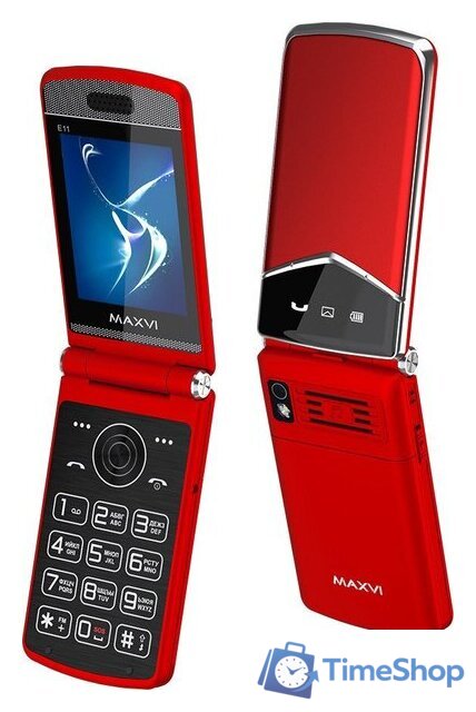 Кнопочный телефон Maxvi E11 (красный) - Изображение №1 — Интернет-магазин Time-Shop